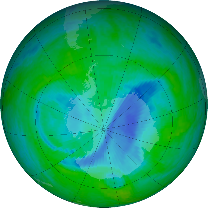 Antarctic ozone map for 18 December 2001